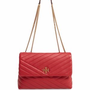 Tory Burch Apple Red Kira Leather Crossbody Bag